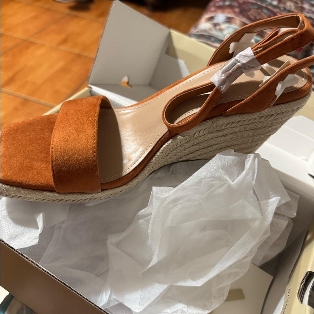 Elegant Orange Wedge Sandals